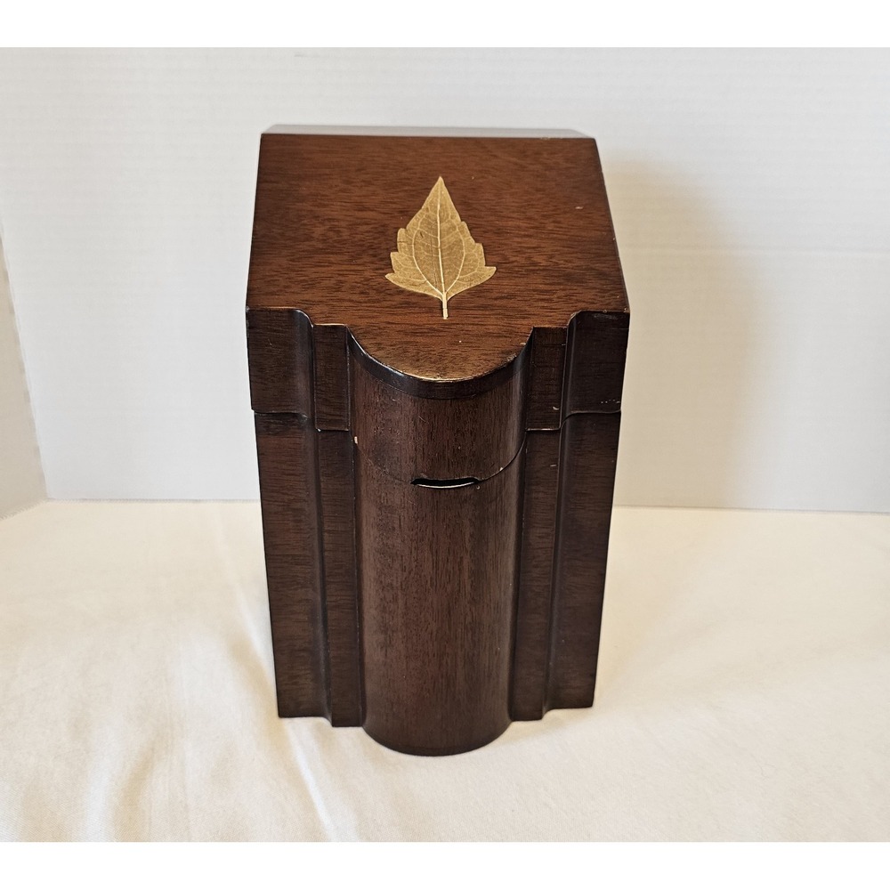 Selamat Designs Georgian Style Mahogany Finish Wood Leaf Motif Knife Box